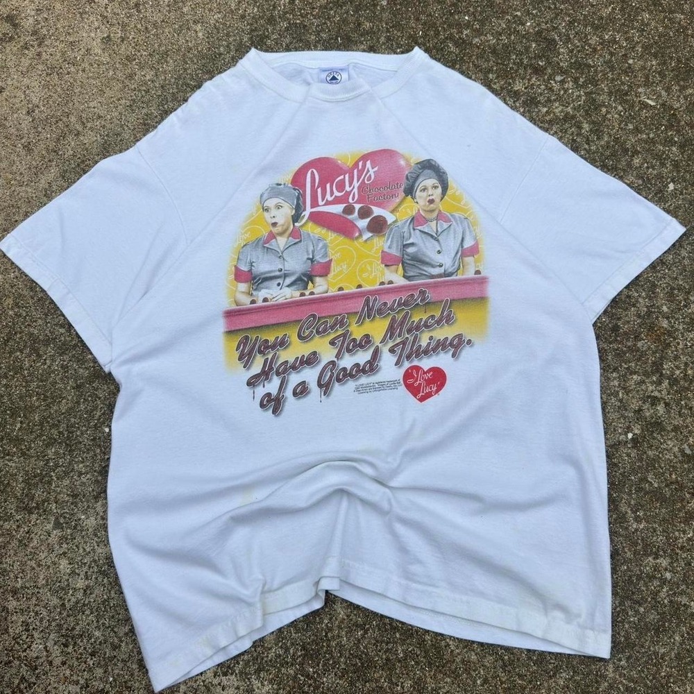 Vintage 90s I Love Lucy Graphic Tee TV Show Promo White Large (b4) - Picture 2 of 7